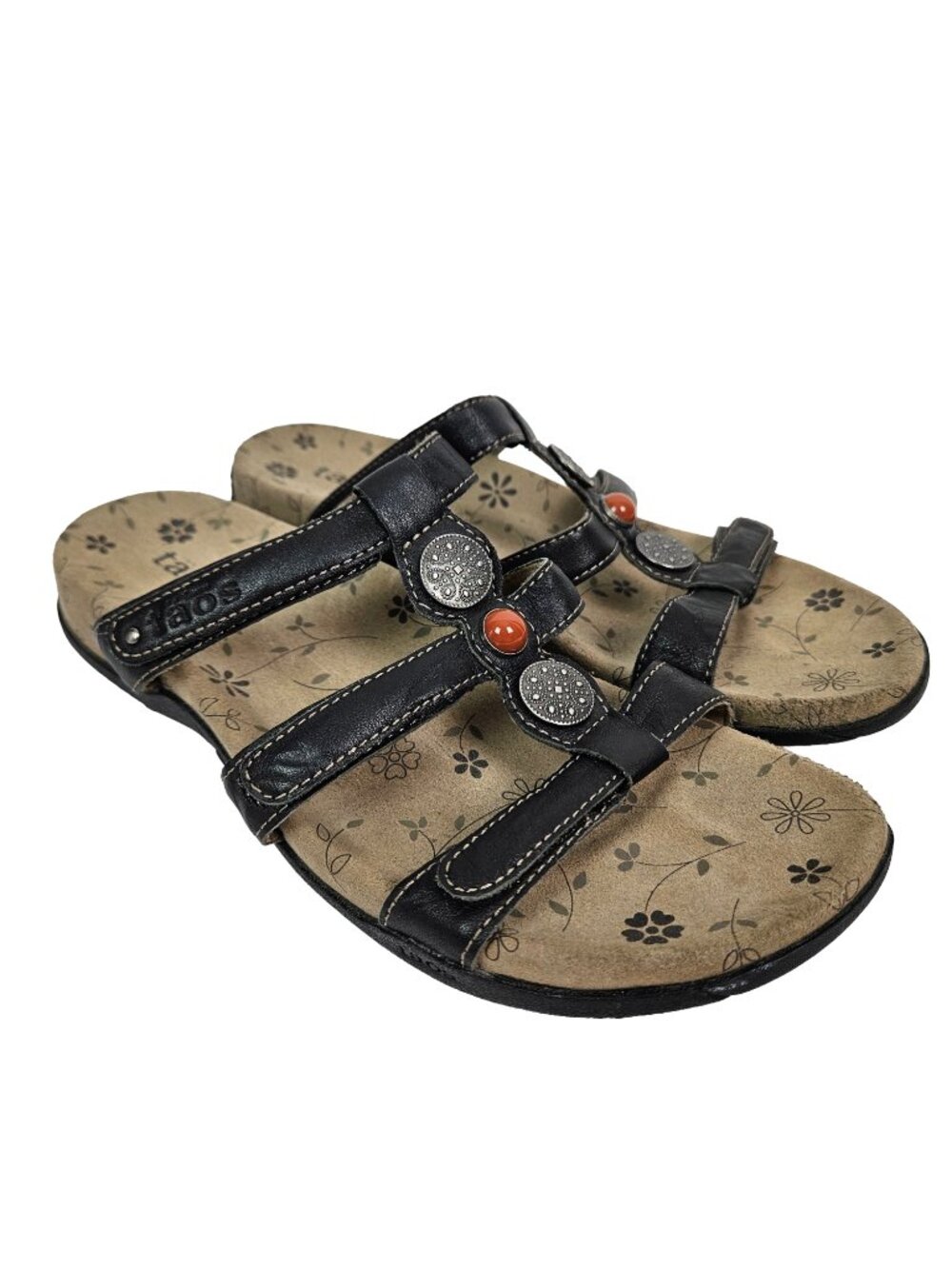 Taos Prize 3 Adjustable Leather T Strap Slip On Comfort Sandal US 7